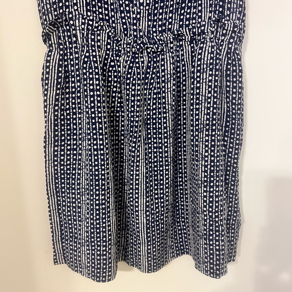 2/$30 Madewell - Navy & Cream Patterned Sleeveless Mini Dress w/ Pockets Size 0 - Picture 4 of 7